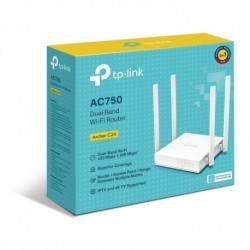 NEW TP-LINK ARCHER C24 WI-FI ROUTER: DUAL BAND WIRELESS AC750 (300plus 433 MBPS) 1X 10/100 WAN 4X 10/100 LAN 4 FIXED ANTENNAS.