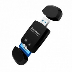 NEW SIMPLECOM CR303-BK 2 SLOT SUPERSPEED USB 3.0 CARD READER WITH DUAL CAPS MICRO SDHC/SDXC - BLACK.f.