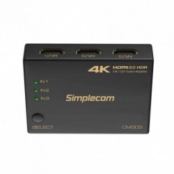 NEW SIMPLECOM CM303 ULTRA HD 3 WAY HDMI SWITCH 3 IN 1 OUT SPLITTER 4K@60HZ.f.