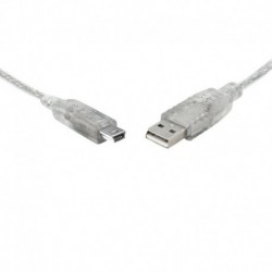 NEW UC-2003ABN 8WARE USB 2.0 CABLE 3M A TO B 5-PIN MINI TRANSPARENT METAL SHEATH UL APPROVED.e