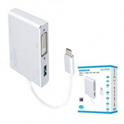 NEW 8W-USBCHDVU 8WARE 4-IN-1 HUB 4K USB C TO HDMI DVI VGA ADAPTER WITH USB 3.1 GEN 1 PORT FOR MAC BOOK PRO 2018 CHROMEBOOK PIX