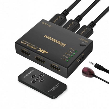 NEW SIMPLECOM CM305 ULTRA HD 5 WAY HDMI SWITCH 5 IN 1 OUT SPLITTER 4K@60HZ.e