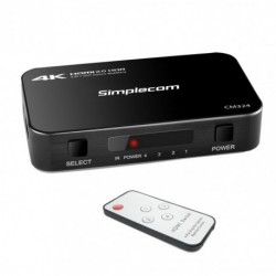 NEW SIMPLECOM CM324 4 WAY HDMI 2.0 SWITCH 4 IN 1 OUT ULTRA HD 4K 60HZ HDR HDCP 2.2.e