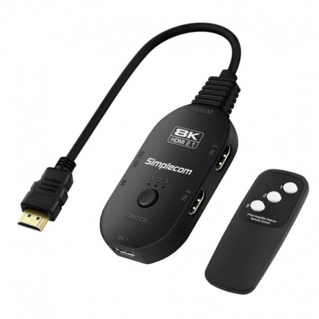 NEW SIMPLECOM CM353 3-PORT HDMI 2.1 SWITCH 3 IN 1 OUT SPLITTER HDCP 2.3 8K@60HZ.e