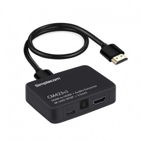 NEW SIMPLECOM CM423V2 HDMI AUDIO EXTRACTOR 4K HDMI TO HDMI AND OPTICAL SPDIFplus3.5MM STEREO.e