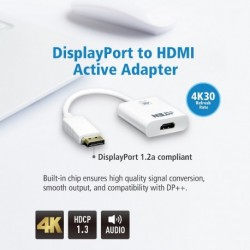 NEW VC986-AT ATEN 4K DISPLAYPORT TO HDMI ACTIVE ADAPTER SUPPORTS VGA SVGA XGA SXGA UXGA 1080P &RESOLUTIONS UP TO 4K UHD SUPPOR