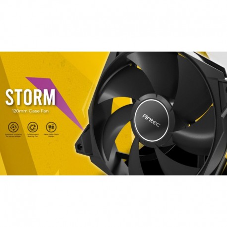 NEW STORM 120_3PK ANTEC STORM 120MM PWM FDB FAN 3 PACK HIGH AIRFLOW 66.56 CFM AIR PRESSURE 2.7 NOISE LEVEL 25.8. WOVEN CABLE P