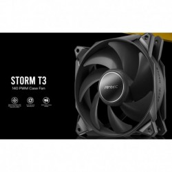 NEW STORM T3 140_3PKS ANTEC STORM 140MM T3 PWM FDB 3 PACK HIGH AIRFLOW 112 CFM AIR PRESSURE 2.7 NOISE LEVEL 33.69 WOVEN CABLE