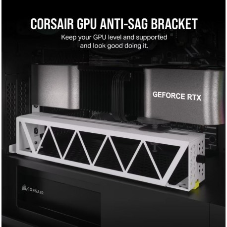NEW CC-8900684 CORSAIR GPU ANTI-SAG BRACKET - WHITE - COMPATIBLE WITH LC100 LIGHTING KIT.e