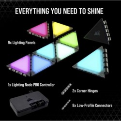 NEW CL-9011114-WW CORSAIR ICUE LC100 CASE ACCENT LIGHTING PANELS MINI TRIANGLE 9X TILE STARTER KIT.e