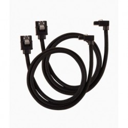 NEW CC-8900282 CORSAIR PREMIUM SLEEVED SATA 6GBPS 60CM 90?? CONNECTOR CABLE BLACK.e