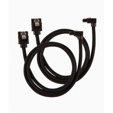 NEW CC-8900282 CORSAIR PREMIUM SLEEVED SATA 6GBPS 60CM 90?? CONNECTOR CABLE BLACK.e