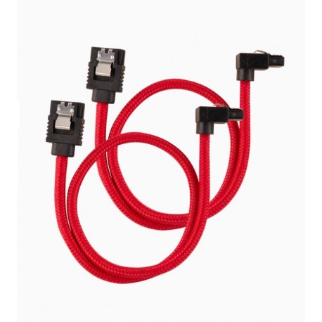 NEW CC-8900284 CORSAIR PREMIUM SLEEVED SATA 6GBPS 60CM 90?? CONNECTOR CABLE RED.e