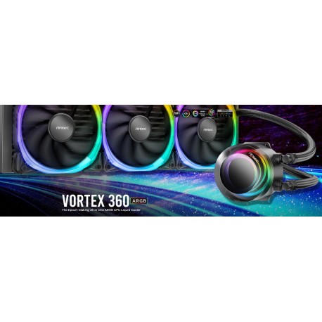 NEW VORTEX 360 ARGB ANTEC VORTEX 360MM ARGB AIO LIQUID CPU COOLERplusARGB CONTROLLER EPDM HIGH-DENSITY TUBING LGA 115X 1200 17