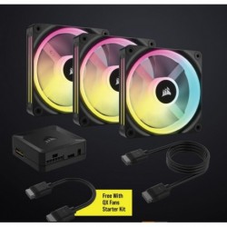 NEW CO-9051002-WW CORSAIR QX RGB SERIES ICUE LINK QX120 RGB 120MM MAGNETIC DOME RGB FAN STARTER KIT.e