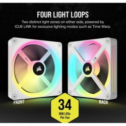 NEW CO-9051007-WW CORSAIR QX RGB SERIES ICUE LINK QX140 RGB WHITE 140MM MAGNETIC DOME BEARING PWM RGB DUAL FAN EXPANSION KIT.e