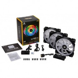 NEW CO-9050072-WW CORSAIR LIGHT LOOP SERIES LL120 RGB 120MM DUAL LIGHT LOOP RGB LED PWM FAN 3 FAN PACK WITH LIGHTING NODE PRO.