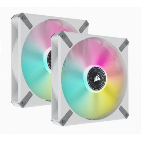 NEW CO-9050119-WW CORSAIR ML ELITE SERIES ML140 RGB ELITE WHITE 140MM MAGNETIC LEVITATION RGB FAN WITH AIRGUIDE DUAL PACK WITH