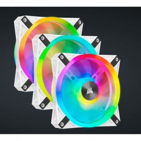 NEW CO-9050104-WW CORSAIR QL120 RGB WHITE TRIPLE FAN KIT WITH LIGHTING NODE CORE ICUE 120MM RGB LED PWM FAN 26DBA 41.8 CFM 3 F