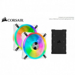 NEW CO-9050106-WW CORSAIR QL140 RGB WHITE DUAL FAN KIT WITH LIGHTING NODE CORE ICUE 140MM RGB LED PWM FAN 26DBA 50.2 CFM 2 FAN