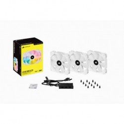 NEW CO-9050137-WW CORSAIR WHITE SP120 RGB ELITE 120MM RGB LED PWM FAN WITH AIRGUIDE TRIPLE PACK WITH LIGHTING NODE CORE (LS).e