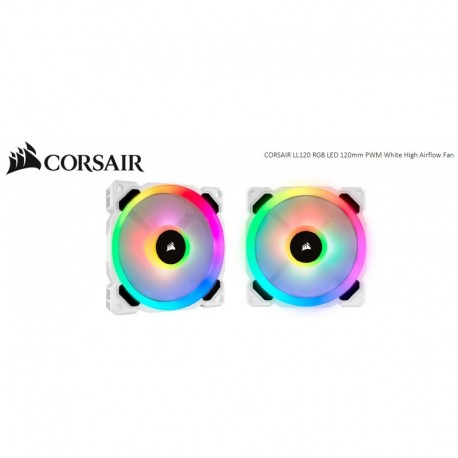 NEW CO-9050091-WW CORSAIR LIGHT LOOP SERIES WHITE LL120 RGB 120MM DUAL LIGHT LOOP RGB LED PWM FAN SINGLE PACK.e