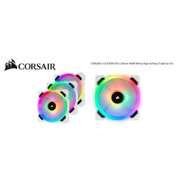 NEW CO-9050092-WW CORSAIR LIGHT LOOP SERIES WHITE LL120 RGB 120MM PWM FAN 3 FAN PACK WITH LIGHTING NODE PRO. TWO YEARS WARRANT