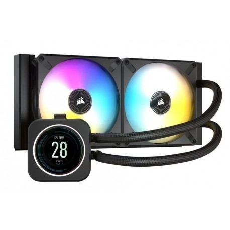 NEW CW-9060061-WW CORSAIR H100I ELITE LCD 240MM LCD IPS DISPLAY HIGH PERFORMANCE PUMP AND RGB LED. ZERO RPM COMMANDER CORE 170