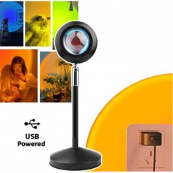 NEW BRANDED QL-8122 SANSAI RGB LED SUNSET LAMP 16 COLORS CHANGING WITH REMOTE CONTROL 180 DEGREES ROTATION 6W USB 5V.e