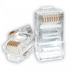 NEW AT-RJ45PLUG-5E ASTROTEK RJ45 JACK CONNECTOR MODULAR PLUG CRIMP 8P8C CAT5E LAN NETWORK ETHERNET HEAD 2 PRONG BLADE 3U' TRAN