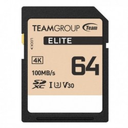 NEW TESDXC64GIV3069 09T-ELITEMSDXC-64GB TEAM GROUP ELITE SDXC UHS-I U3 HIGH SPEED MEMORY CARD 64GB R/W (MAX) 100MB/S 50MB/S V3