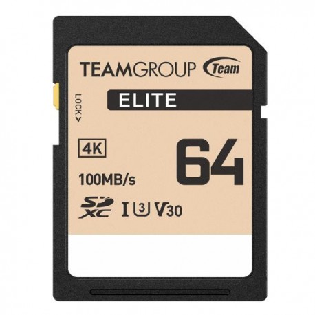 NEW TESDXC64GIV3069 09T-ELITEMSDXC-64GB TEAM GROUP ELITE SDXC UHS-I U3 HIGH SPEED MEMORY CARD 64GB R/W (MAX) 100MB/S 50MB/S V3