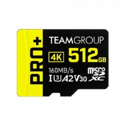 NEW TPPMSDX512GIA2V3003 09T-PROPLUSMSD-512GB TEAM GROUP PRO plusMICROSDXC MEMORY CARD 512GB READ UP TO 160 MB/S WRITE UP TO 11