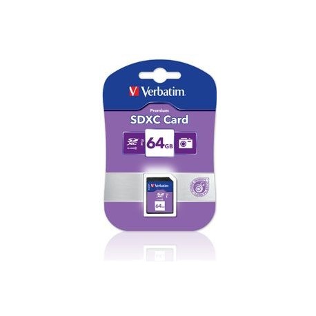 NEW 44024 VERBATIM SDXC 64GB (CLASS 10 UHS-I) UP TO 45MB/SEC 300X READ SPEED.e