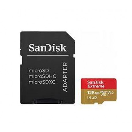 NEW SDSQXAA-128G-GN6AA SANDISK EXTREME MICROSDXC SQXAA 128GB V30 U3 C10 A2 UHS-I 190MB/S R 90MB/S W 4X6 SD ADAPTOR LIFETIME LI