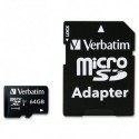 NEW 44084 VERBATIM 64GB MICRO SDXC CARD CLASS 10 UHS-I WITH ADAPTOR UP TO 45MB/SEC 300X READ SPEED.e
