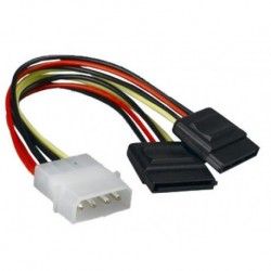 NEW AT-MOLEX-TO-SATAX2 ASTROTEK INTERNAL POWER TO SATA MOLEX CABLE - 4 PINS TO 2X 15 PINS 18AWG ROHS.e