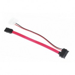 NEW AT-SATA-SLIM ASTROTEK SLIM SATA CABLE 30CMplus10CM 6 PINSplus7 PINS TO 4 PINSplus7 PINS RED COLOUR.e