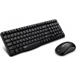 NEW X1800S-BLACK RAPOO X1800S 2.4GHZ WIRELESS OPTICAL KEYBOARD MOUSE COMBO BLACK - 1000DPI NANO RECEIVER 12M BATTERY (BLACK).e
