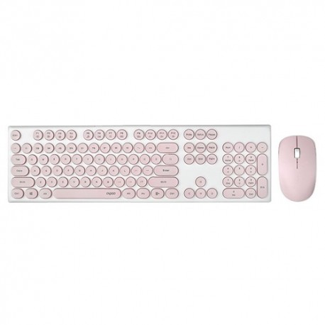 NEW X260S-PINK (LS) RAPOO X260S WIRELESS OPTICAL MOUSE & KEYBOARD PINK- 2.4G CONNECTION 10M RANGE SPILL-RESISTANT RETRO STYLE