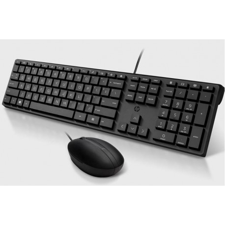 NEW 286J4AA HP 225 USB WIRED KEYBOARD MOUSE COMBO FOR BUSINESS - FULL-SIZED USB 3.0 TYPE-A COMFOTABLE RELIABLE ERGONOMIC PLUG