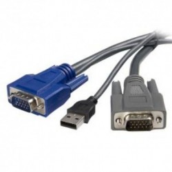 NEW STARTECH.COM SVUSBVGA6 1.5M ULTRA-THIN USB VGA 2-IN-1 KVM CABLE.b