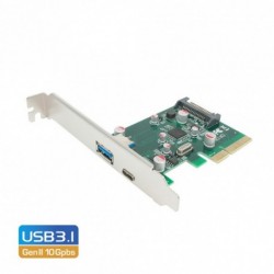 NEW SIMPLECOM EC312 PCI-E 2.0 X4 TO 2 PORT USB 3.1 GEN II 10GPBS TYPE-C AND TYPE-A CARD(LS).e