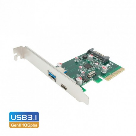 NEW SIMPLECOM EC312 PCI-E 2.0 X4 TO 2 PORT USB 3.1 GEN II 10GPBS TYPE-C AND TYPE-A CARD(LS).e