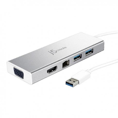 NEW JUD380 15A-JUD380 J5CREATE JUD380 USB 3.0 MINI DOCK FOR DUAL DISPLAY (ADAPTER INCLUDES HDMI & VGA OUTPUT USB 3.1 TYPE-A PO