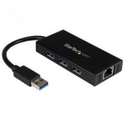 NEW STARTECH.COM ST3300GU3B PORTABLE USB 3.0 HUB W/ GIGABIT ETHERNET.b