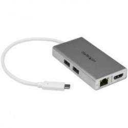 NEW STARTECH.COM DKT30CHPDW USB C MULTIPORT ADAPTER - PD - SILVER..b