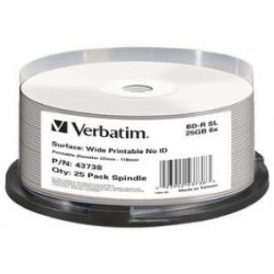 NEW 43738 VERBATIM BLU-RAY BD-R 25PK 25GB 6X SPINDLE.e