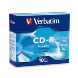 NEW 94935 VERBATIM CD-R 700MB 10PK SLIM CASE 52X.e