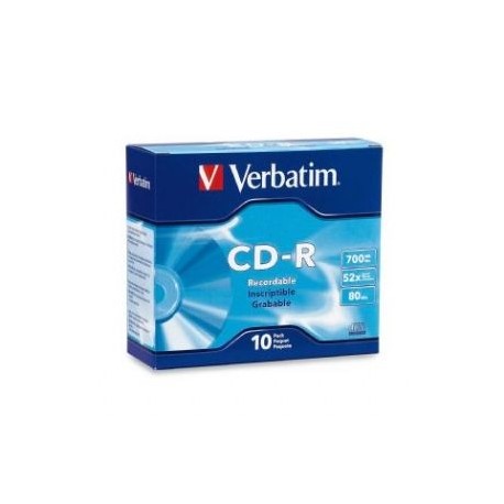 NEW 94935 VERBATIM CD-R 700MB 10PK SLIM CASE 52X.e